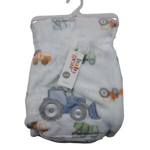 Baby Gear Tractor Blanket Fleece Light Blue Farm Country Infant Boys Soft NWT